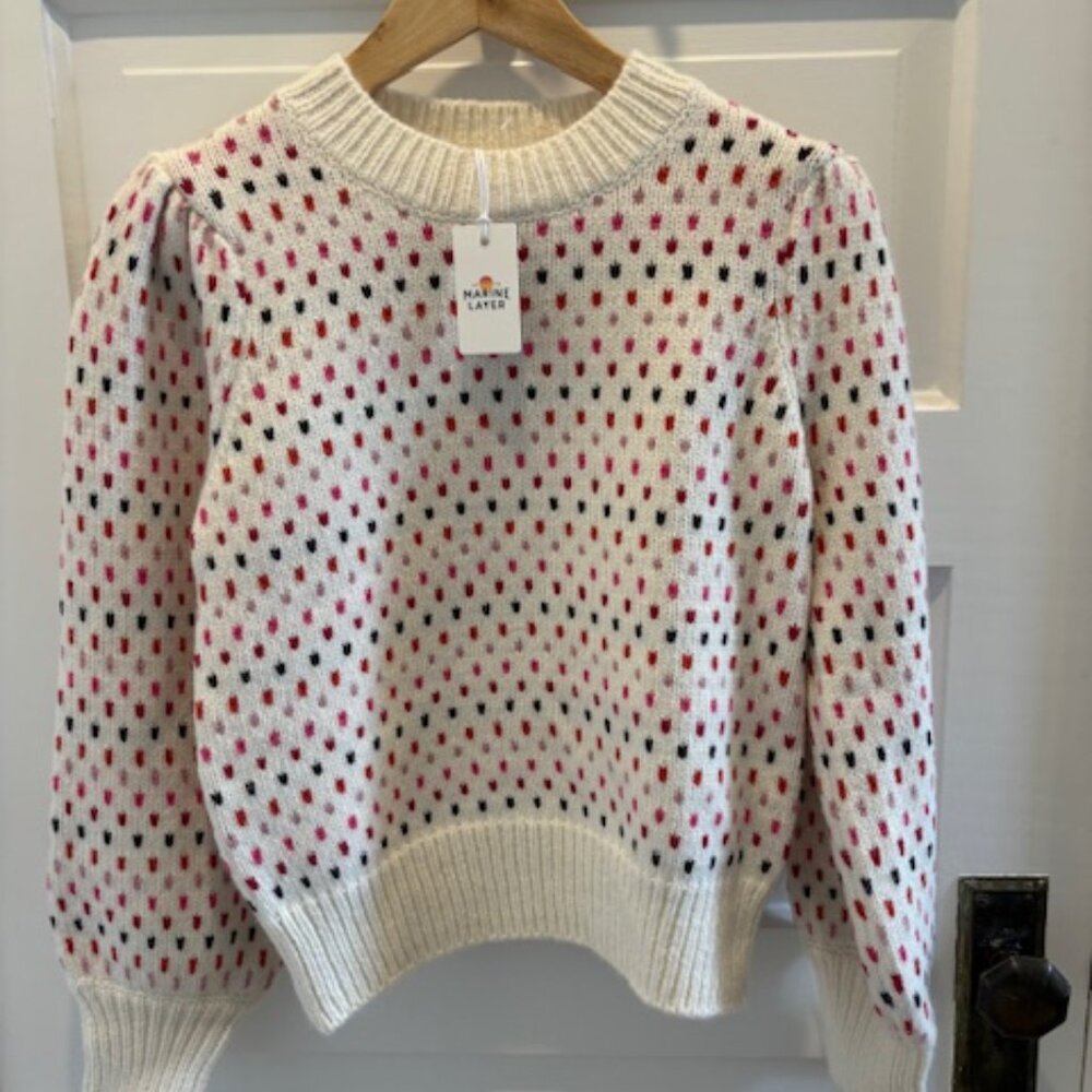 Marine Layer Alma Puff Sweater (Multi), merino wool blend - Picture 5 of 7